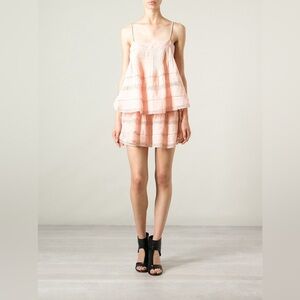 $795 ISABEL MARANT Odelle RUNWAY Top Sz 36 Pintuck Lace Ramie Ojima -Black label